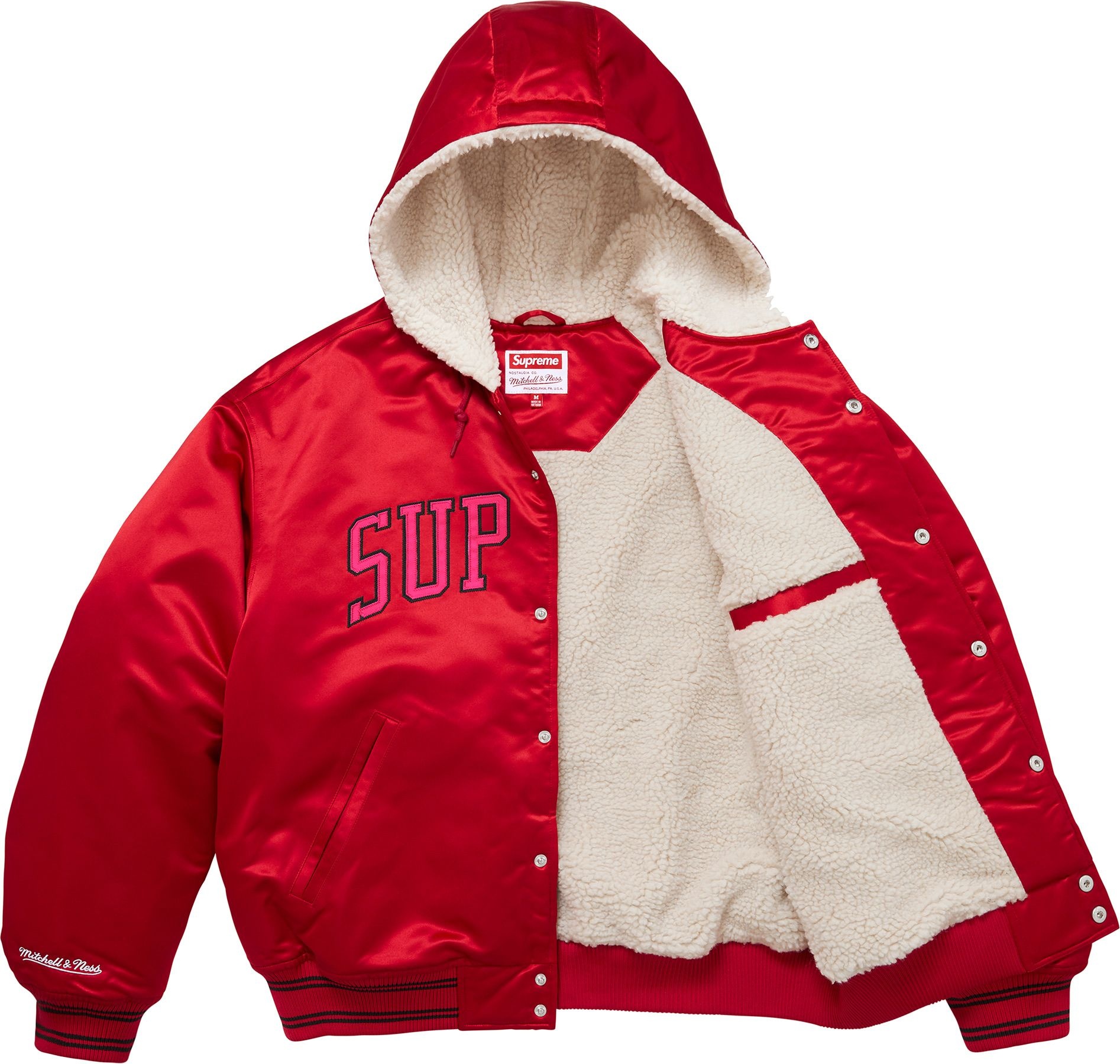 Supreme®/Mitchell & Ness® Lined Hooded Satin Varsity Jacket view 19